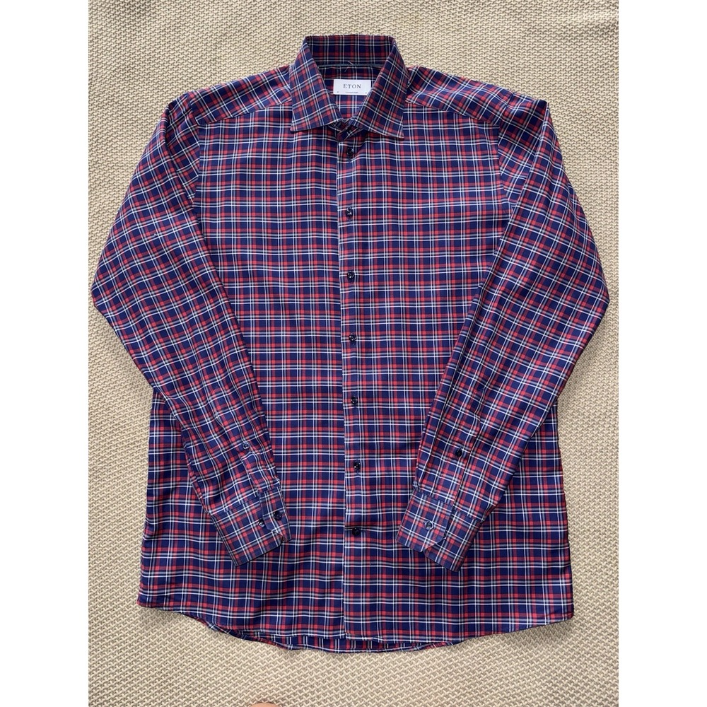 Eton Men's Contemporary Button Up Shirt Long Sleeve Woven City Modern Sz 16